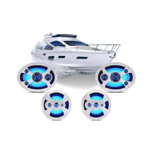 Combo Alto Falantes Marinizados LEDs Azuis Barcos E Lanchas – Shm.6069LZ